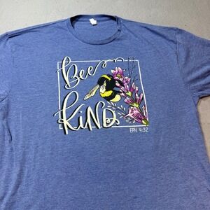 Love in Faith Bee Kind Graphic T Shirt Blue Cotton Blend Plus Size 2X